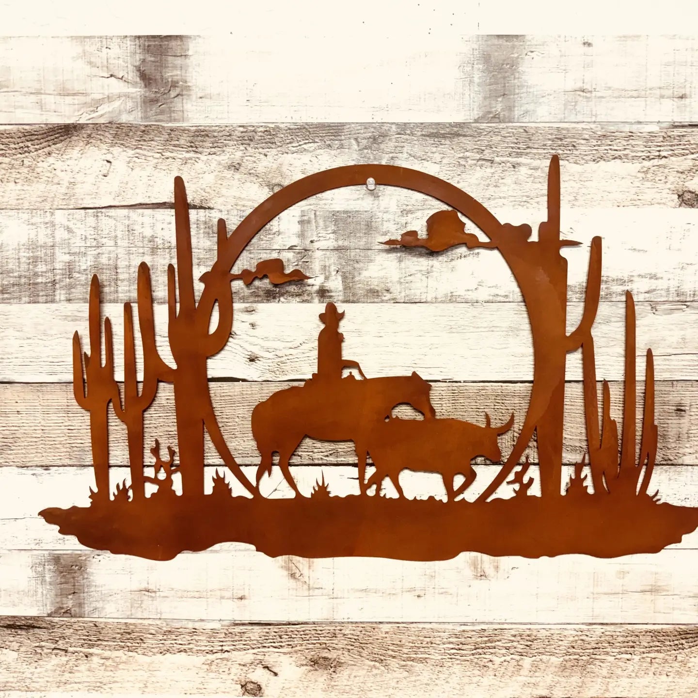 Rustic Cowboy Sunrise Metal Wall Art