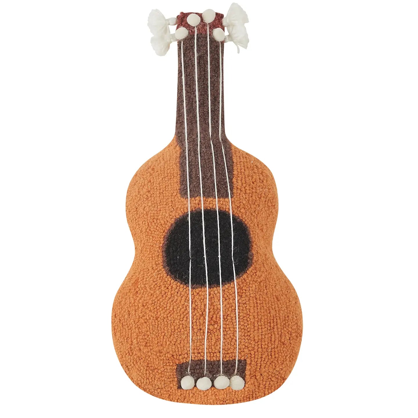 Uke W/Pom Poms & Tassels Shaped Hook Pillow