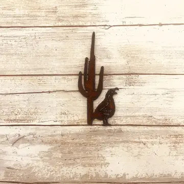 Quail and Saguaro Cactus Desert Magnet