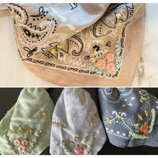 Bandana with Floral Embroidery