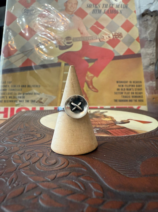 Handmade Sterling Button Ring