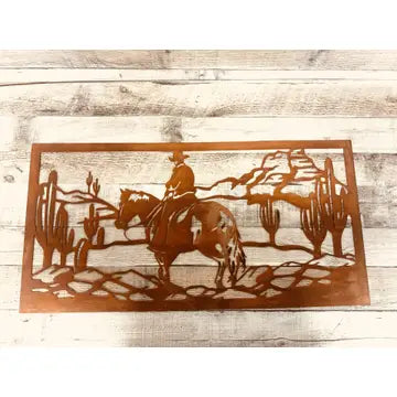 Rustic Desert Cowboy Metal Wall Art