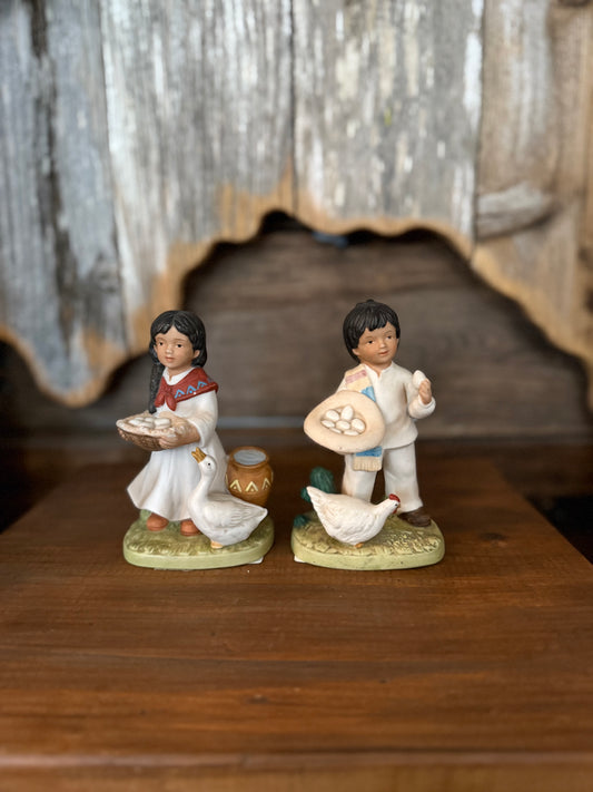Vintage Homco Girl & Boy Pair