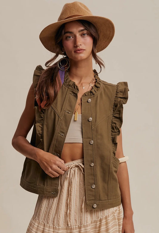 Ruffle Trim Vest