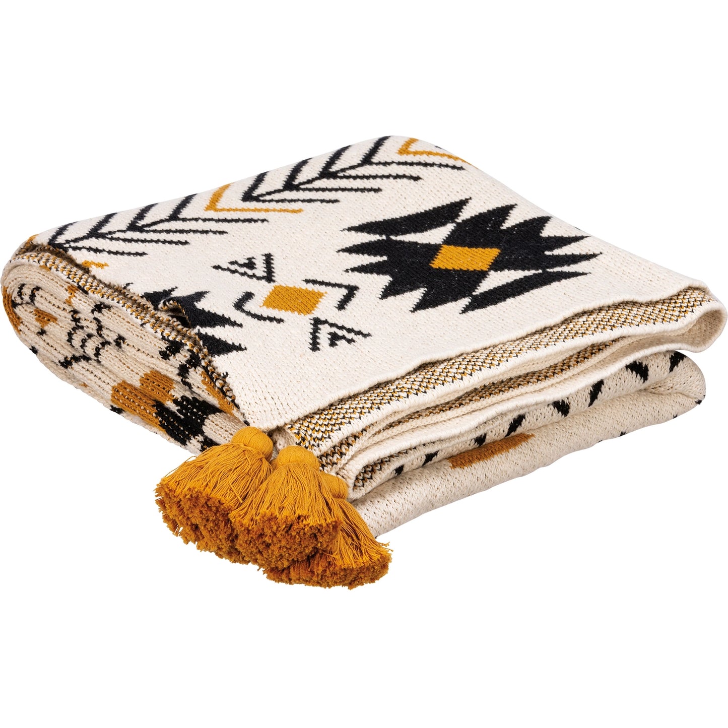 Saffron and Black Aztec Throw