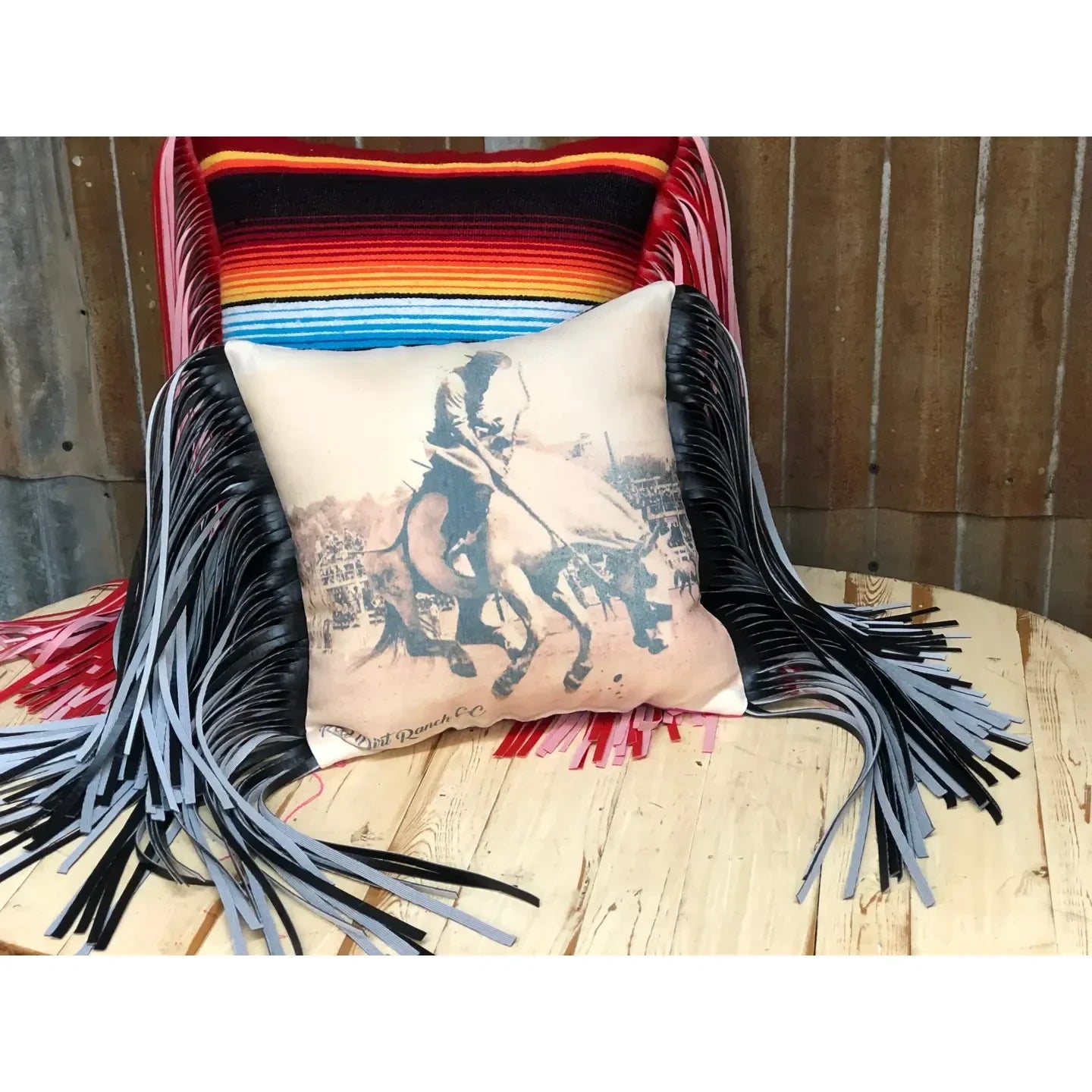 Vintage Bronc Fringe Pillow