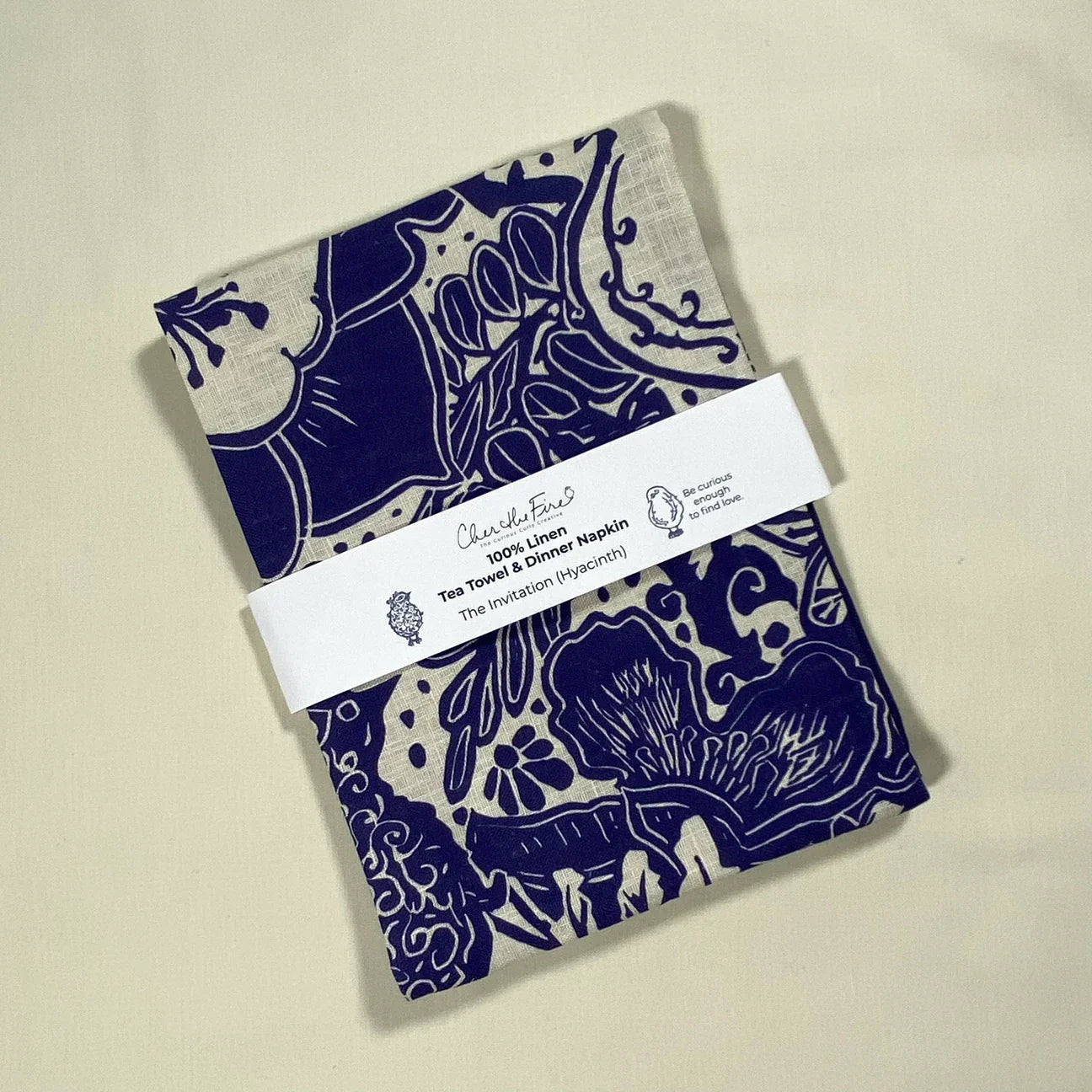 Floral Bird Linen Tea Towel