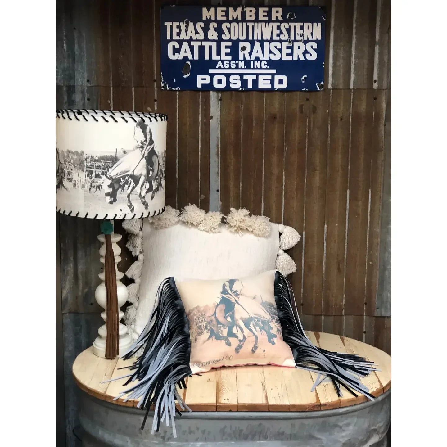 Vintage Bronc Fringe Pillow
